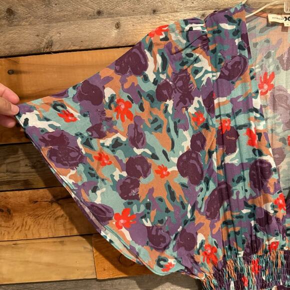 Nightcap Clothing Plum Rose Asymmetrical Skirt Kimono Maxi Dress Size M Coquette - Picture 5 of 15